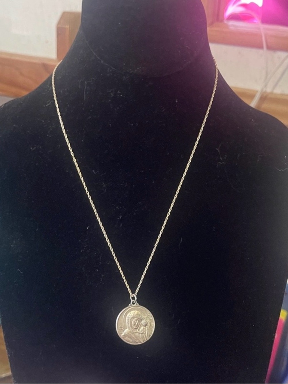 Orthodox Christian Gold-Tone Round Medallion Pendant Necklace avon chain